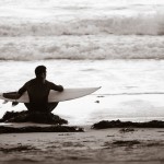 Meditating Ocean Beach Surfer